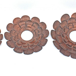 31 X 31 X 3.5 Copper 3 Piece Vintage Blooming Flower Metal - Wall Mirror