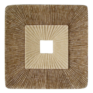 1 X 14 X 14 Brown Concave Square Double Layer Ribbed  Wall Plaque Set Of 2