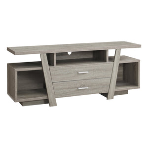 15.5" X 60" X 23.75" Dark Taupe Particle Board Hollow Core Tv Stand With 2 Drawers