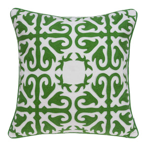 20" X 7" X 20" Traditional Green And White Accent Pillow Cover With Down Insert