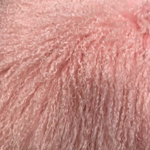 Almohada de piel de cordero tibetana genuina rosa de 17 "con respaldo de microgamuza