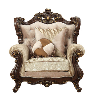 36" X 45" X 51" Fabric Walnut Upholstery Wood Legtrim Chair W2 Pillows