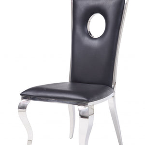 Faux Leather Stainless Steel Upholstered Seat Side Chair Set of 2 - 19" x 21" x 44"