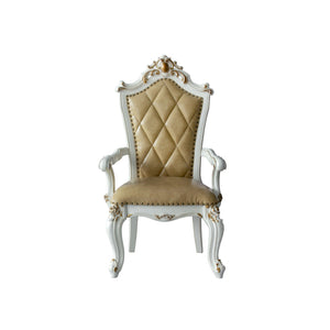 27" X 28" X 48" Faux Leather Antique Pearl Wood Finish Seat Arm Chair Set2