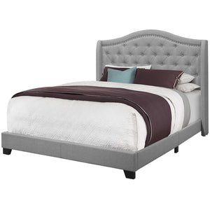 Lino gris de 66.5" x 87.5" x 56.5" con detalles cromados - Cama tamaño Queen