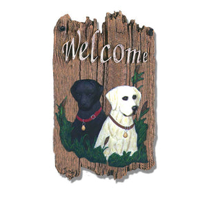 Decoración de pared de bienvenida de resina para interiores y exteriores de Black and Yellow Labs