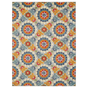 7' X 9' Orange And Ivory Moroccan Stain Resistant Indoor Outdoor Area Rug