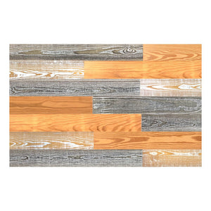 Juego grande de tablones de madera de colores mixtos blanqueados en blanco y gris dorado termotratados de 5" x 48"
