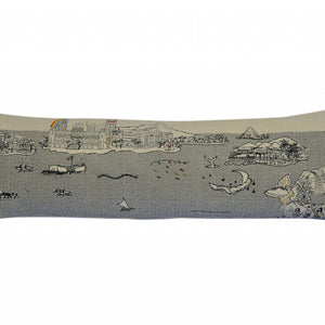 Cojín decorativo lumbar de 45 pulgadas con diseño de horizonte de luz diurna de Hawái blanco