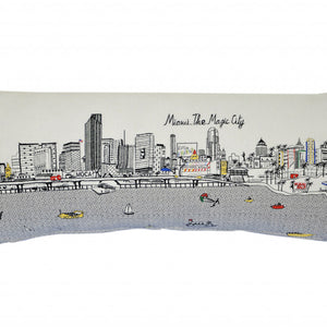 Cojín decorativo lumbar de 35" con horizonte de luz diurna de Miami, color blanco