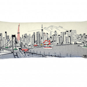 Cojín decorativo lumbar de 35 pulgadas con horizonte de luz diurna de Tokio, color blanco