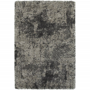 4' X 6' Charcoal Silver And Grey Abstract Shag Power Loom Stain Resistant Area Rug