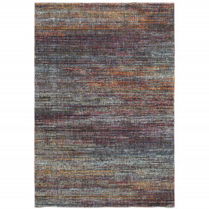 2' X 3' Blue Grey Gold Purple And Teal Abstract Power Loom Stain Resistant Area Rug