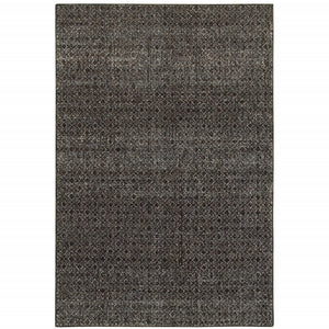 8' X 10' Charcoal Grey And Brown Geometric Power Loom Stain Resistant Area Rug