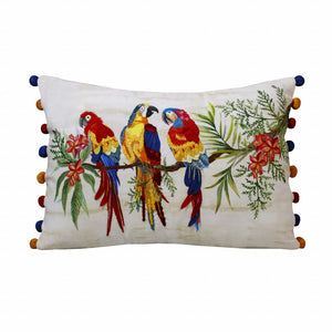 Set Of Two 14" X 20" Red Bird Animal Print Zippered Polyester Throw Pillow