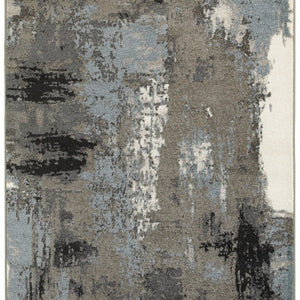 Gray Abstract Smudge Modern Floor Mat Decorative Area Rug, 5 x 7 Feet