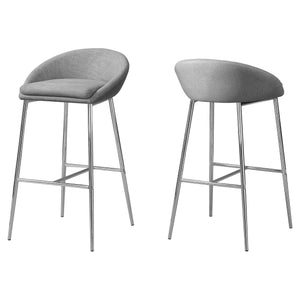 Gray Foam Metal Polyester Contemporary Modern Seat Bar Chair Stool, Set of 2