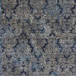 8'X11' Slate Blue Machine Woven Damask Indoor Area Rug