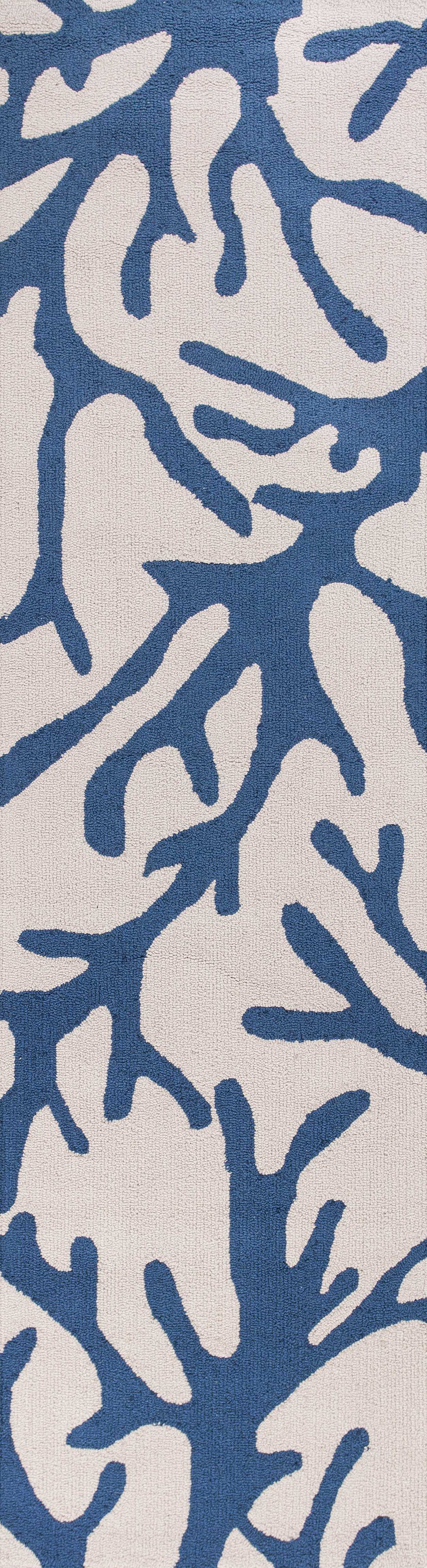 Polyester Ivory Blue Area Rug - 7' x 9'