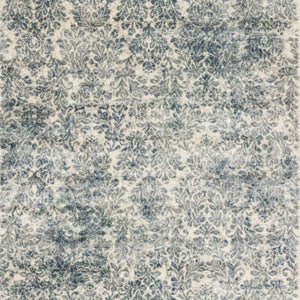 8'X11' Ivory Blue Machine Woven Damask Indoor Area Rug