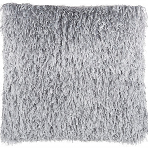 Square Grey Shag Throw Pillow
