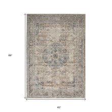 4' X 6' Beige And Grey Oriental Non Skid Area Rug