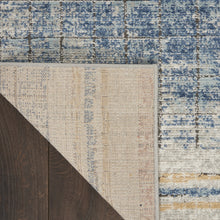 2' X 4' Blue Abstract Power Loom Distressed Non Skid Area Rug