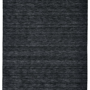 4' X 6' Black Wool Hand Woven Stain Resistant Area Rug