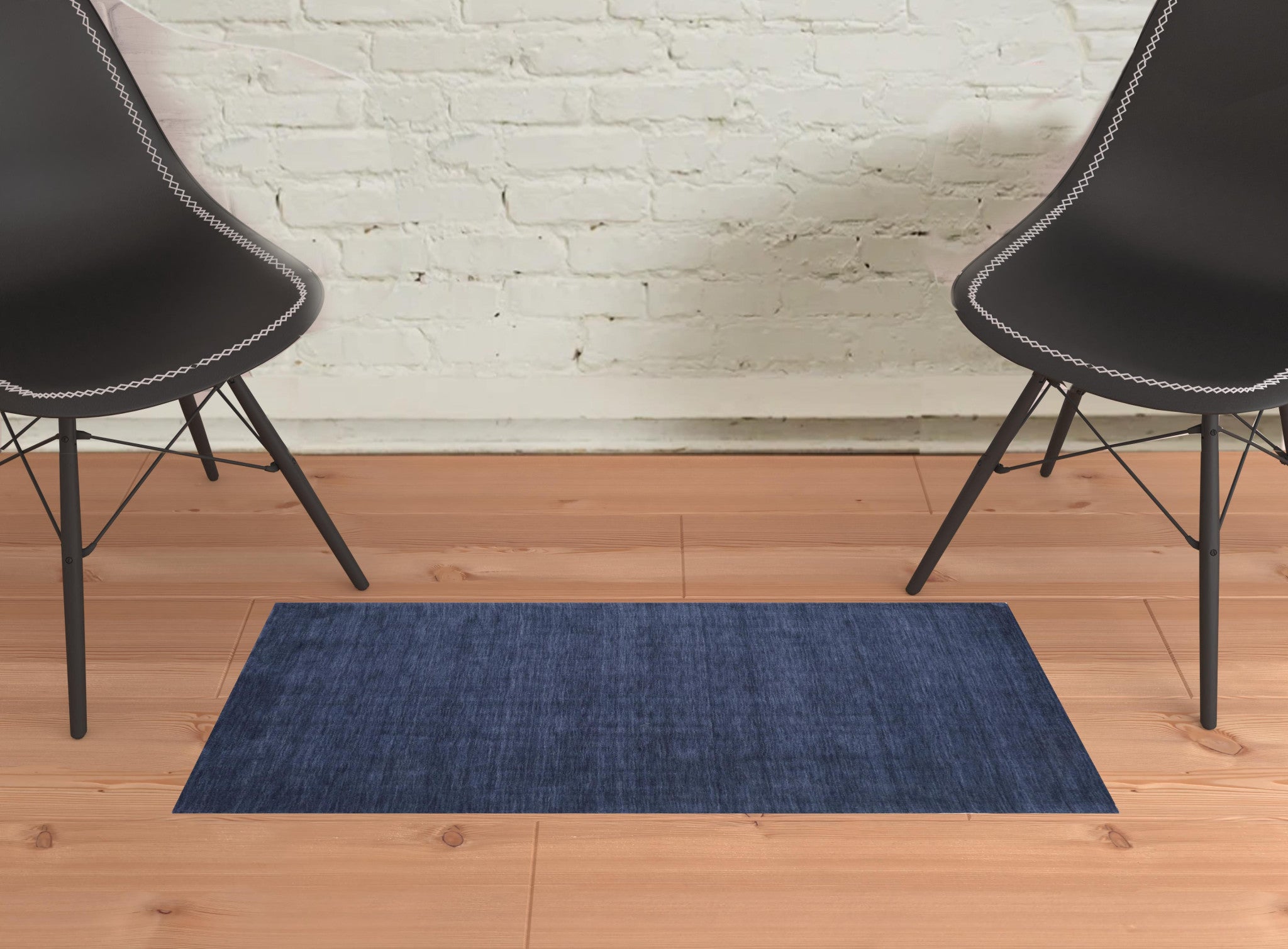 4' X 6' Black Wool Hand Woven Stain Resistant Area Rug