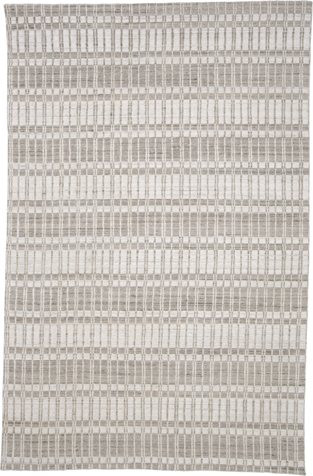 4' X 6' Blue Gray And Ivory Striped Hand Woven Area Rug
