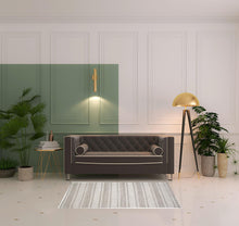 4' X 6' Blue Gray And Ivory Striped Hand Woven Area Rug