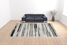 4' X 6' Silver Gray And Black Abstract Area Rug