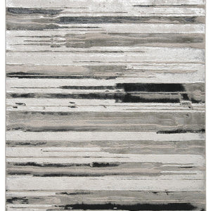 4' X 6' Silver Gray And Black Abstract Area Rug