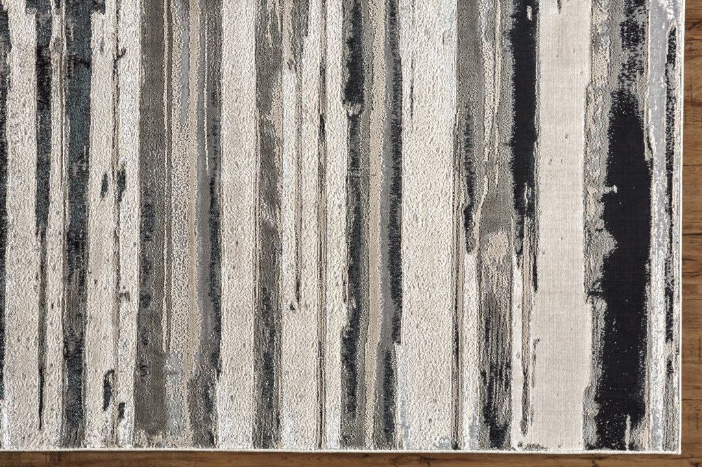 4' X 6' Silver Gray And Black Abstract Area Rug