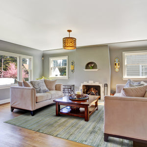 Green Blue And Tan Ombre Hand Woven Area Rug - 4' x 6'