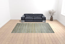 Green Blue And Tan Ombre Hand Woven Area Rug - 4' x 6'