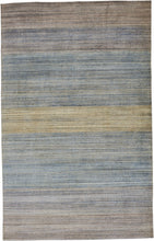 Green Blue And Tan Ombre Hand Woven Area Rug - 4' x 6'