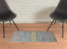 Green Blue And Tan Ombre Hand Woven Area Rug - 4' x 6'