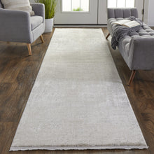 3' X 5' Taupe Ivory And Gold Abstract Power Loom Distressed Area Rug With Fringe