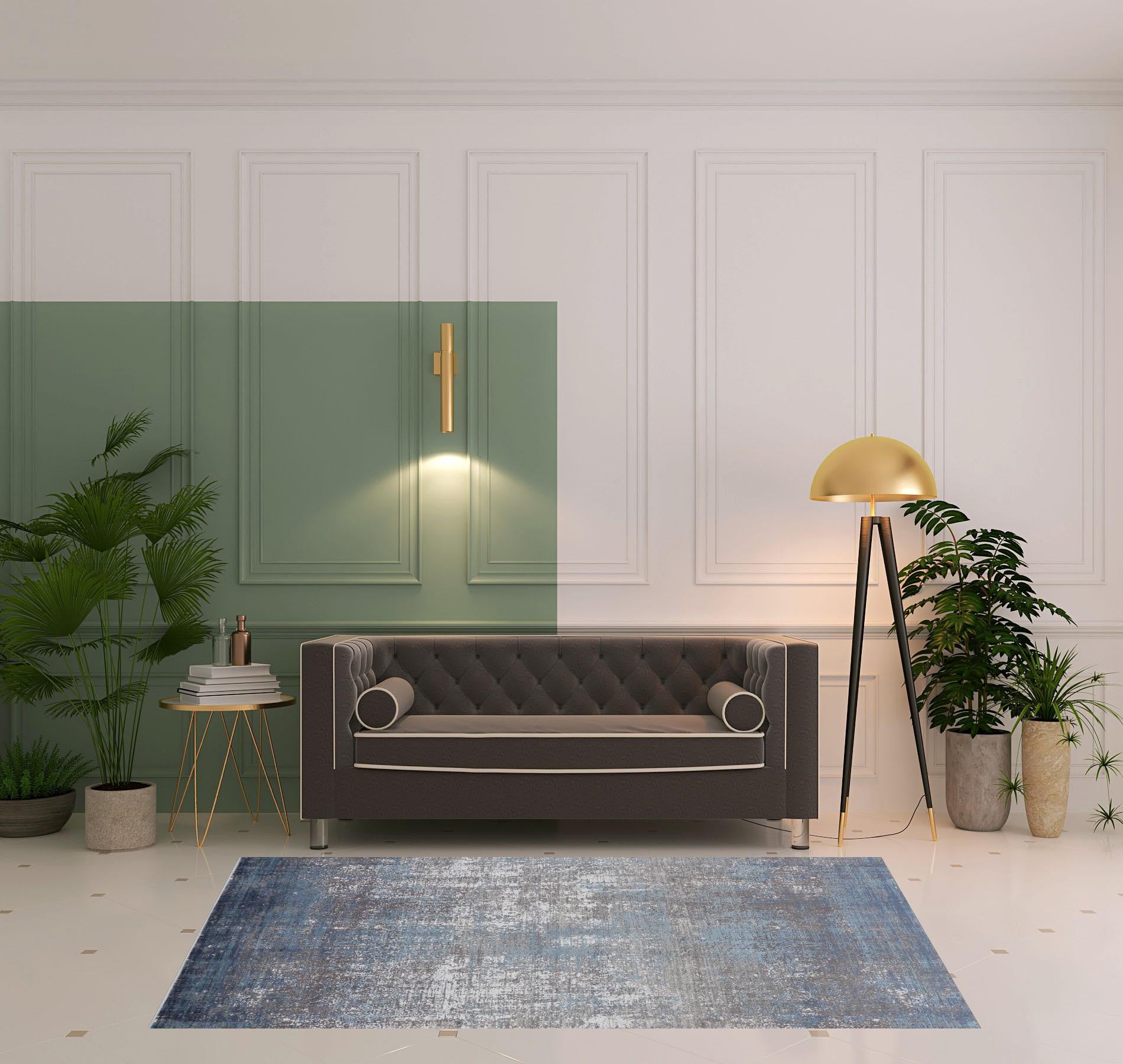 3' X 5' Taupe Ivory And Gold Abstract Power Loom Distressed Area Rug With Fringe