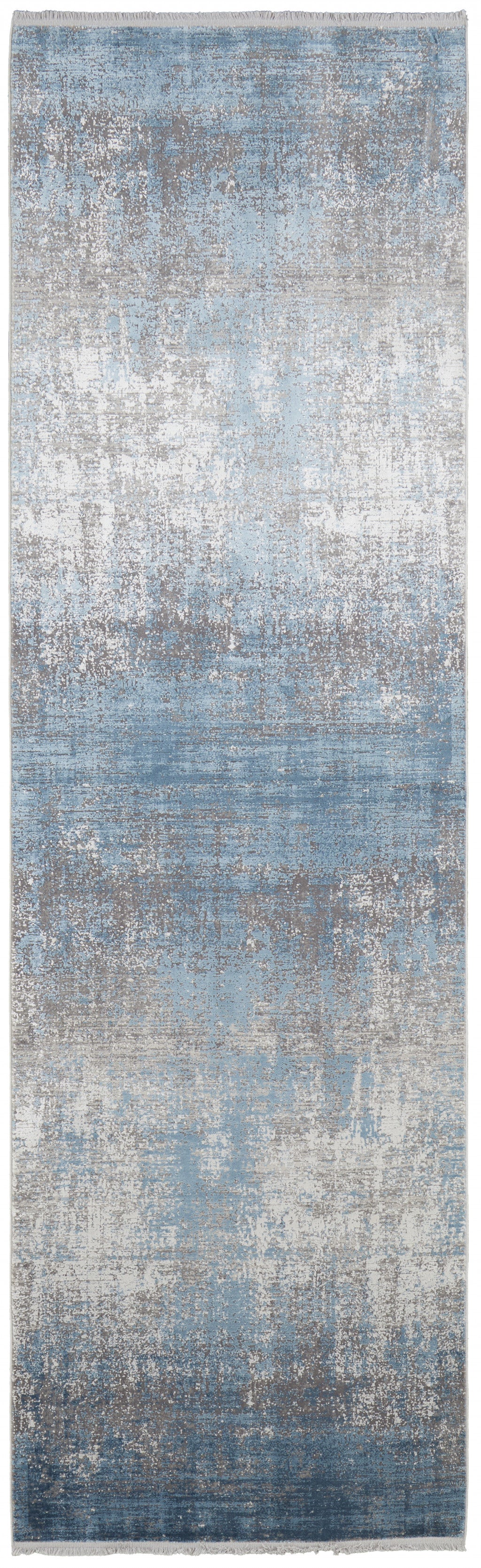 3' X 5' Taupe Ivory And Gold Abstract Power Loom Distressed Area Rug With Fringe