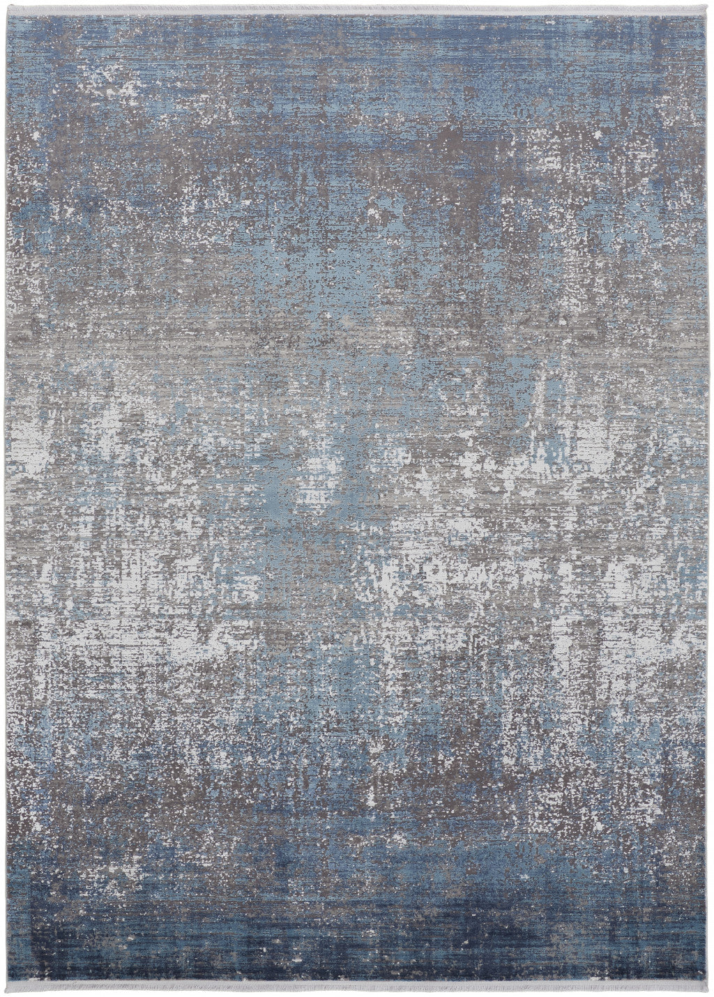 3' X 5' Taupe Ivory And Gold Abstract Power Loom Distressed Area Rug With Fringe