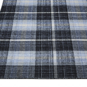 Blue Green And Black Abstract Hand Woven Stain Resistant Area Rug - 4' x 6'