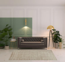 Blue And Silver Wool Floral Tufted Handmade Distressed Area Rug - 5' x 8'