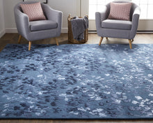 5' X 8' Blue Wool Floral Tufted Handmade Area Rug