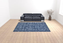 5' X 8' Blue Wool Floral Tufted Handmade Area Rug