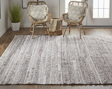 4' X 6' Ivory And Taupe Striped Hand Woven Stain Resistant Area Rug