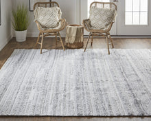 4' X 6' Ivory And Taupe Striped Hand Woven Stain Resistant Area Rug