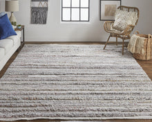 4' X 6' Ivory And Taupe Striped Hand Woven Stain Resistant Area Rug