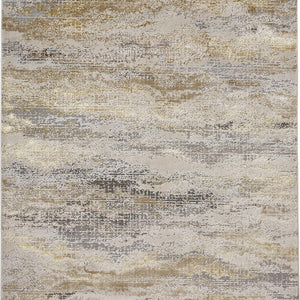 4' X 6' Gold Gray And Ivory Abstract Area Rug